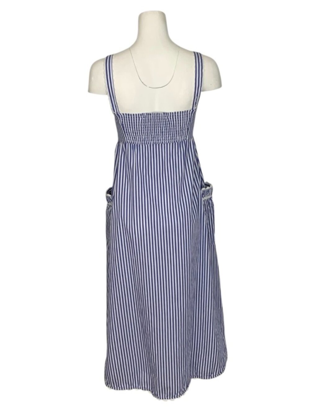 Tuckernuck Blue Stripe Georgia Sleeveless Dress XS Cotton A-Line DEFECT - Picture 7 of 16